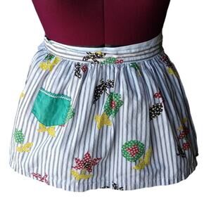 Vintage Handmade Child Size Half Skirt Apron patchwork stripes pocket